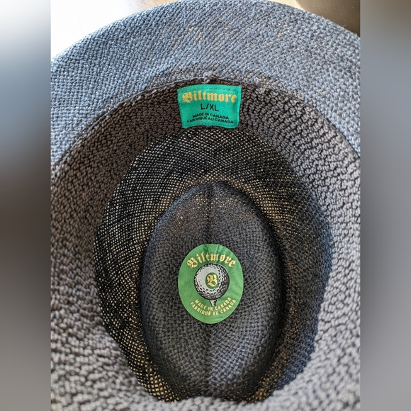 Summer straw black hat with knit interior headband - Picture 3 of 3